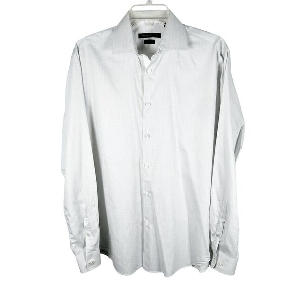 John Varvatos Regular Fit Button shirt Logo Cotton Stretch Mens size 15.5 34/35